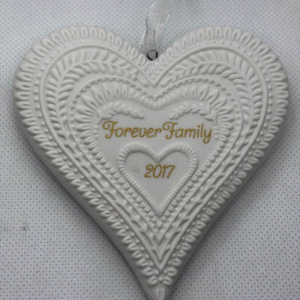 Hallmark Ornament White Forever Family 2017 Heart Porcelain Keepsake